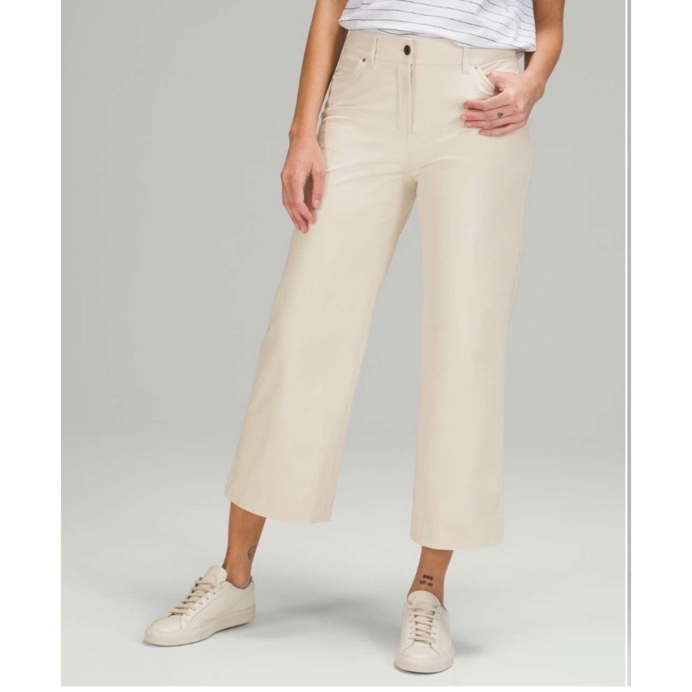 Lululemon City Sleek 5 Pocket Wide-Leg High Rise 7/8 Pant White Opal Bone 27